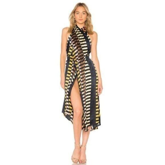 Apiece Apart Nightingale Striped Halter Wrap Dress - Picture 1 of 4